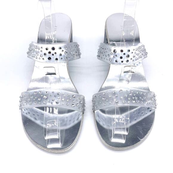 Giuseppe Zanotti Womens Size 38.5 Crystal-Embellished PVC Mules Sandals Silver - Picture 4 of 11